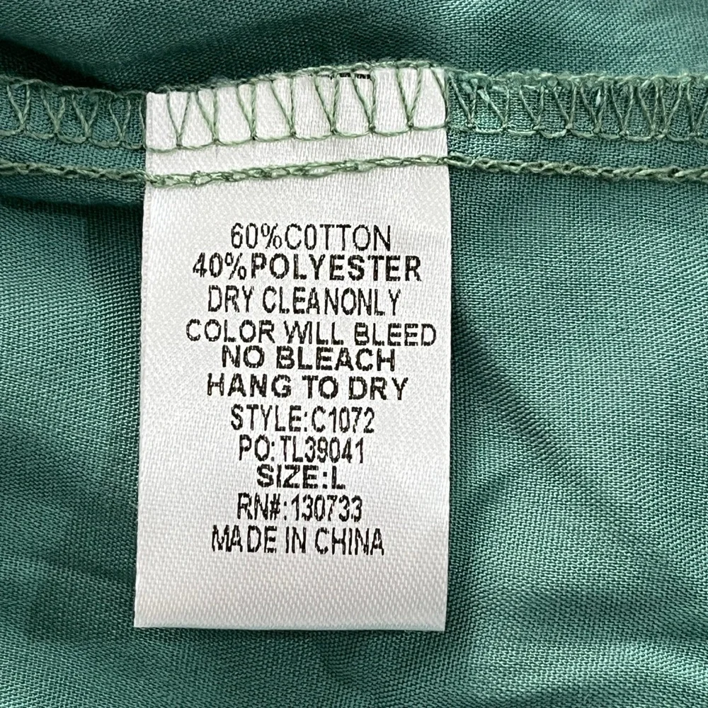 Umgee Floral Embroidered Mini Dress Tunic Womens Sz L Green Boho Garden Wedding - Picture 9 of 11